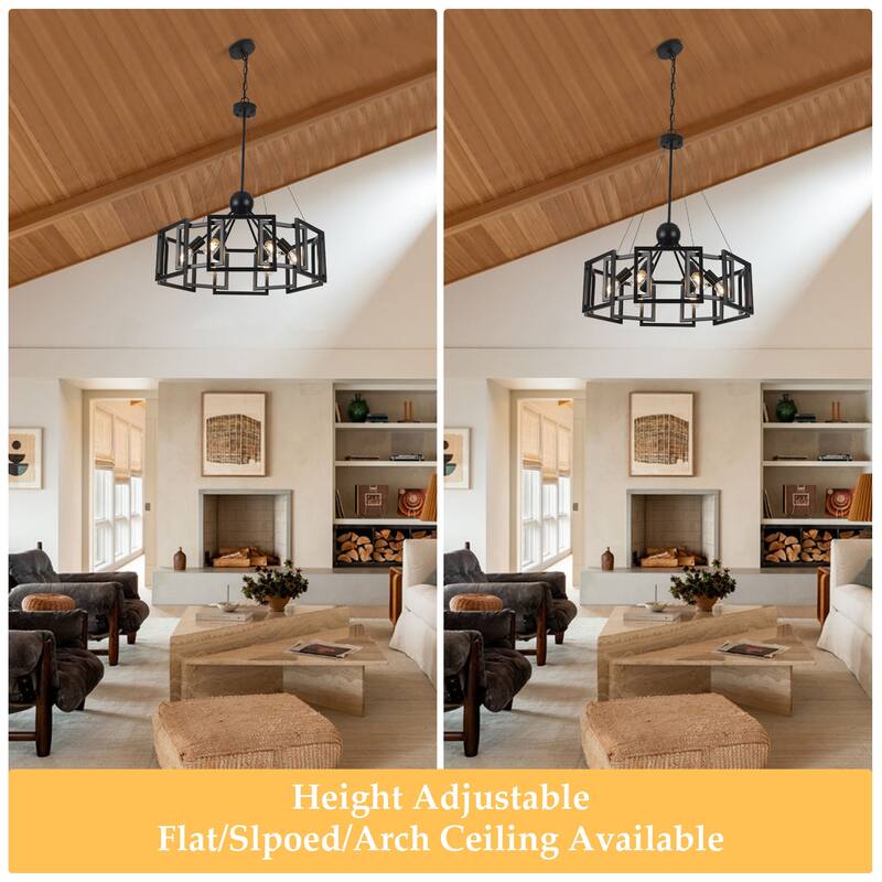 6-Light Rustic Geometric Chandelier for Kitchen Island with no bulbs included