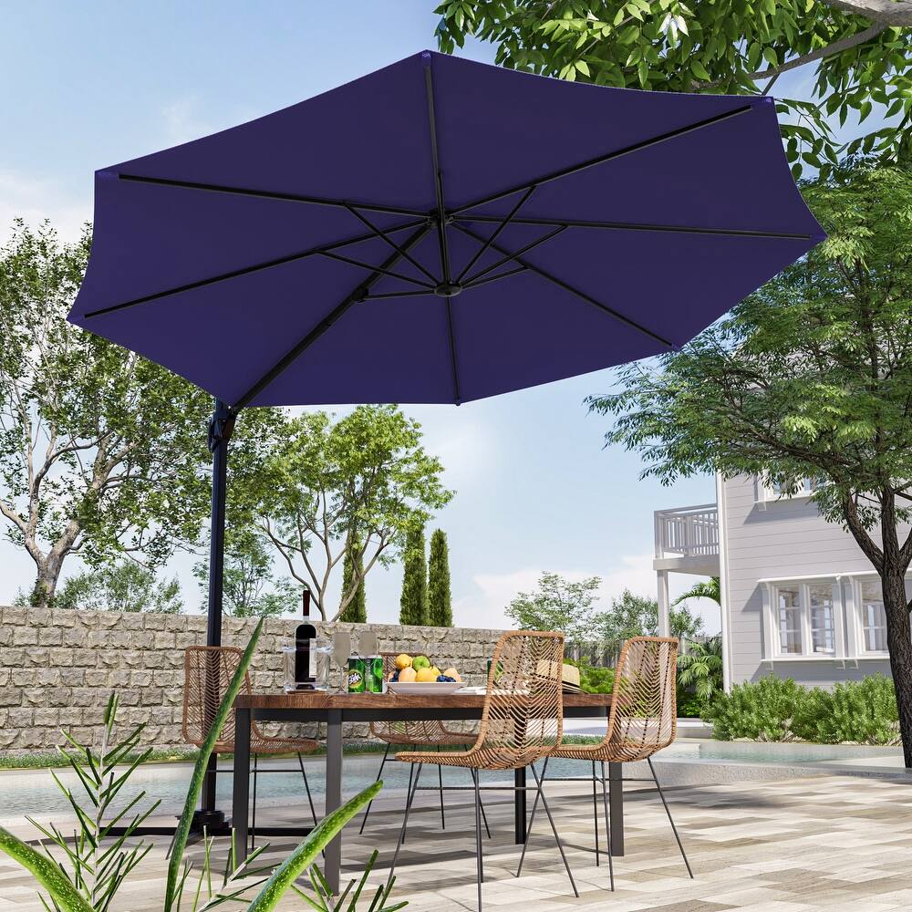 LIVOOSUN Outdoor 10FT Patio offset umbrella with Steel Cross Base