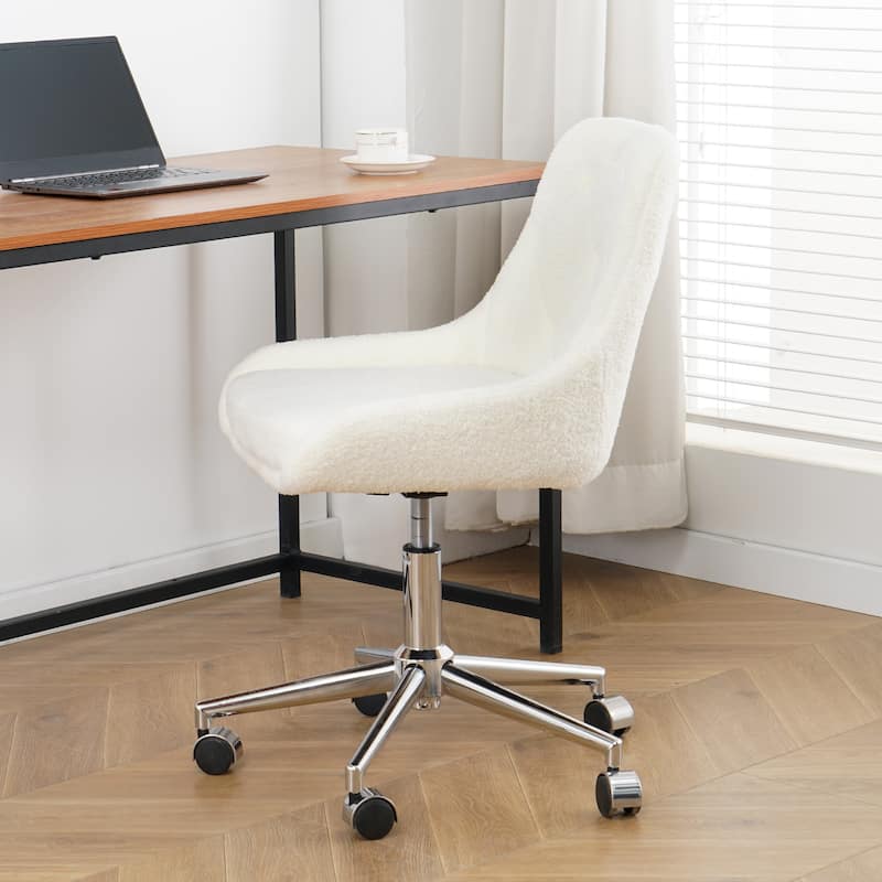 (set of 1)teddy fleece fabric with chrome legs chair,lift adjustment
