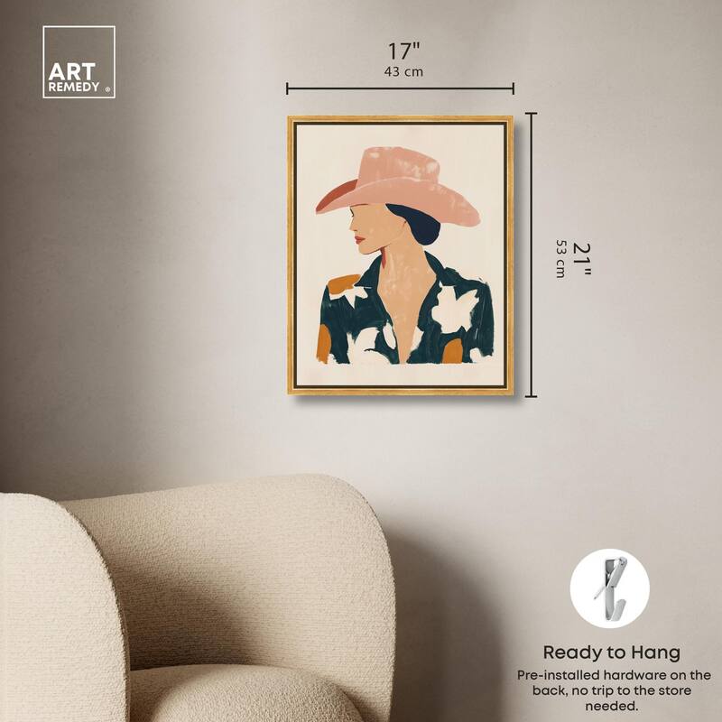 Woman in the Pink Hat Canvas by Art Remedy