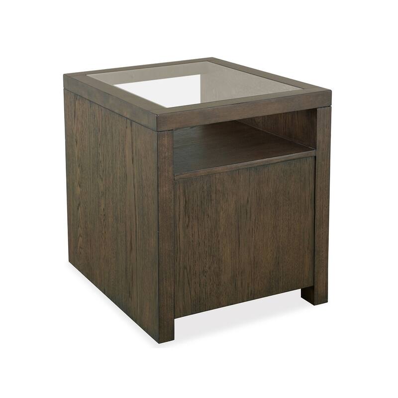 Magnussen Home Merrick Homestead Brown and Clear Glass Rectangular End Table - 20''W x 24''D x 24''H