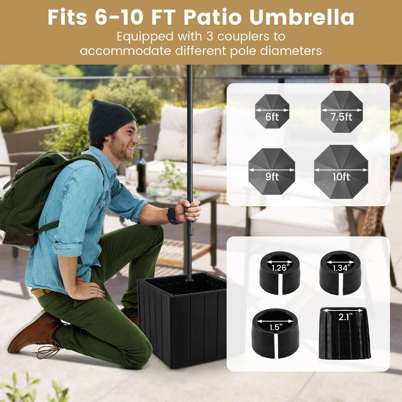 Gymax 2-in-1 Outdoor Umbrella Base Planter w/Flower Box 4 Rolling