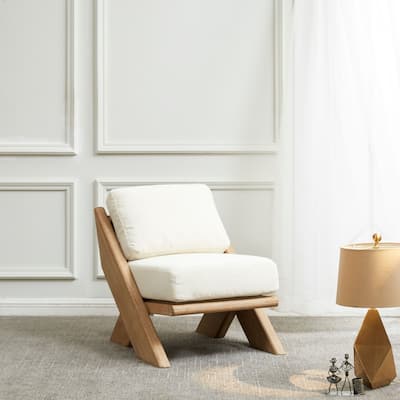 SAFAVIEH Couture Nessie Solid Wood Frame Cushioned Accent Chair (Fully Assembled) - 26.8 In. W x 31.5 In. D x 31.5 In. H