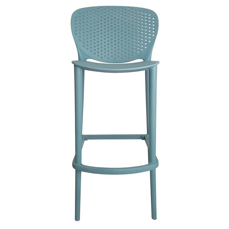 HomeRoots Set of Four 26" Green Heavy Duty Plastic Low Back Counter Height Bar Chairs