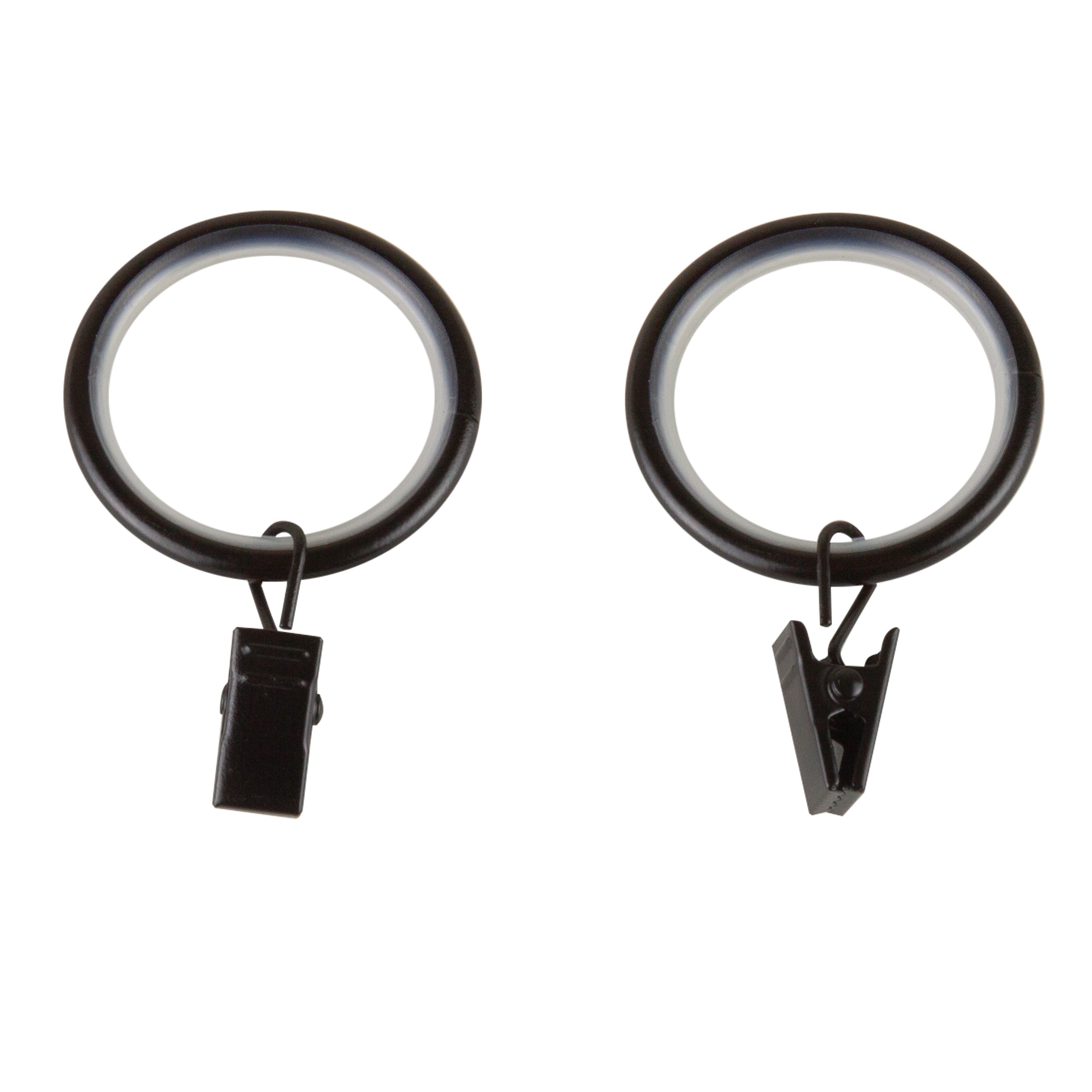 Iron Metal Curtain Clip Rings 1 inch Interior Diameter Set of 20, Black