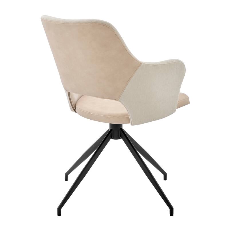 Darcie Armchair in Light Beige Fabric, Beige Leatherette and Black Base - Set of 1