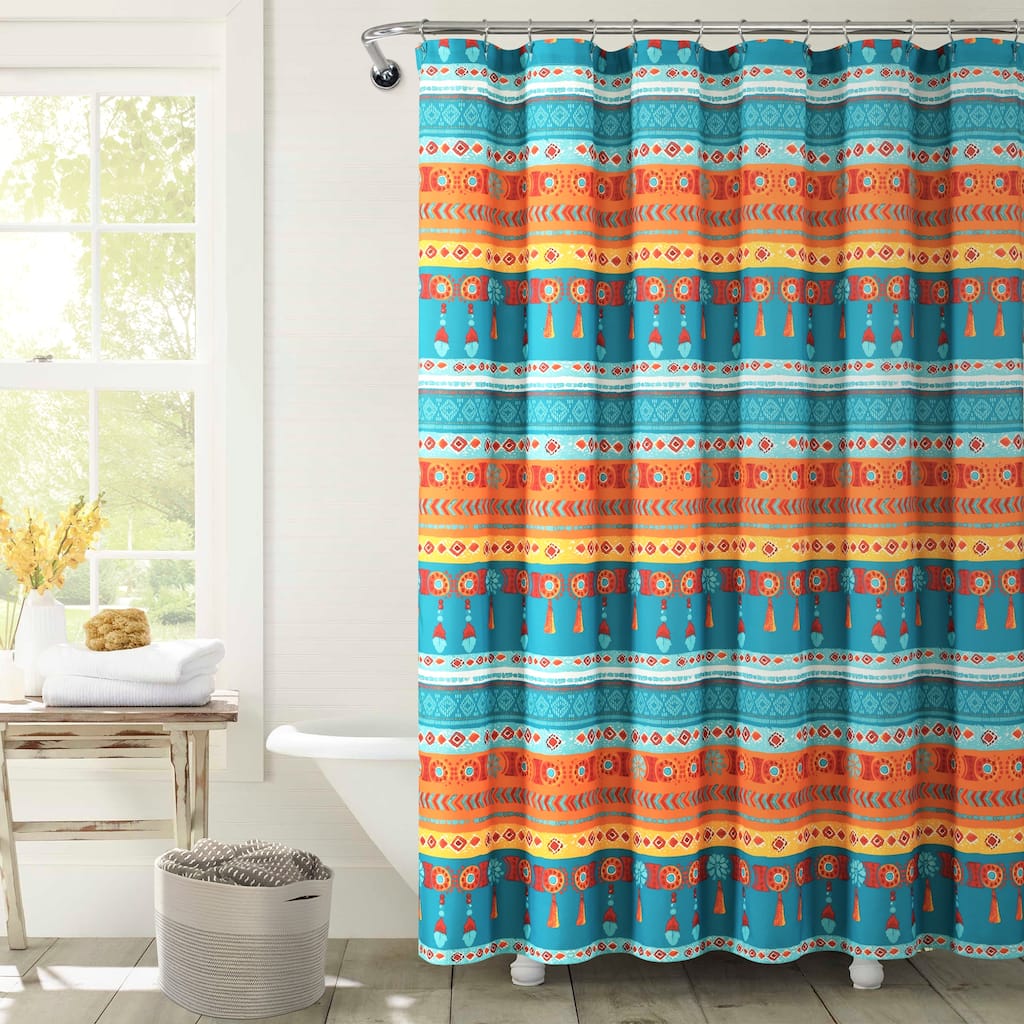 Lush Decor Boho Watercolor Border Shower Curtain