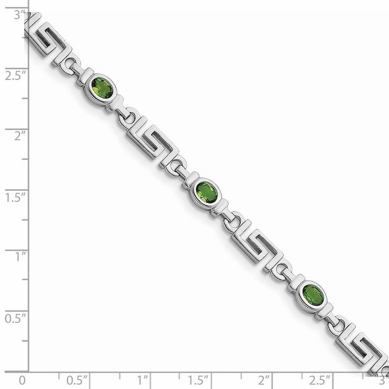 Curata 925 Sterling Silver Polished Fancy Lobster Closure Peridot Bracelet