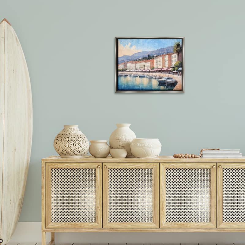 Stupell Quaint Seaside Marina Framed Floater Canvas Wall Art Design By Kim Allen