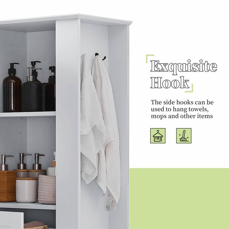 Modern Tall Storage Cabinet with Tilt-Out Compartment and Adjustable Shelves