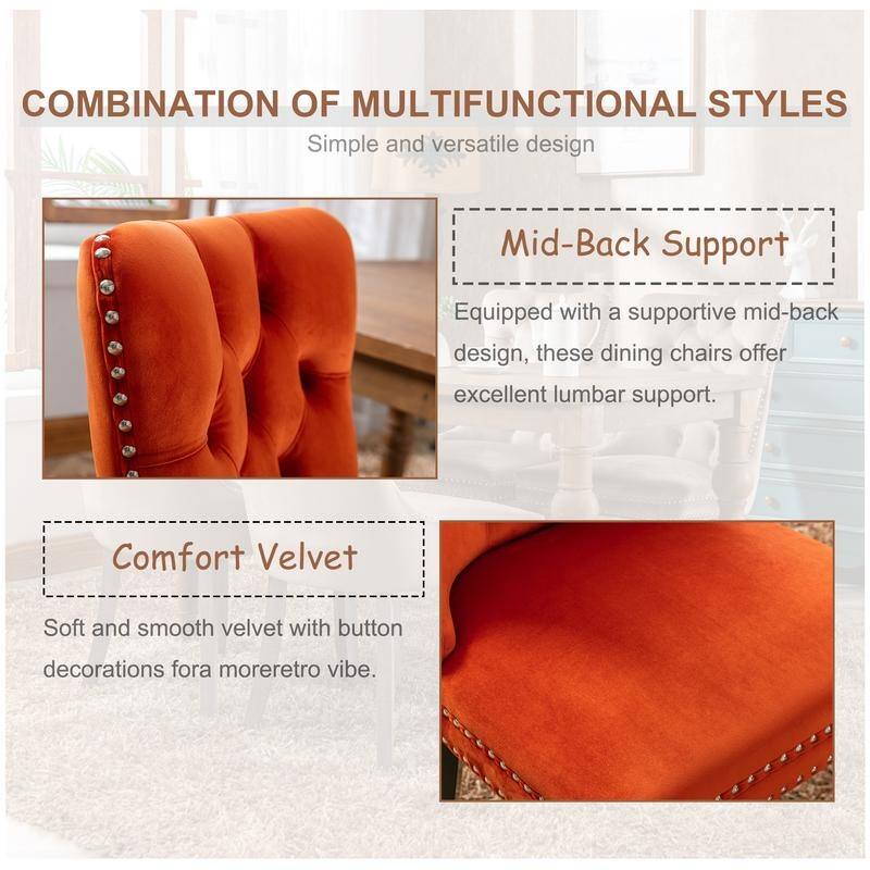 Modern Tufted Velvet Upholstered Nailhead Dining Chair Set of 6