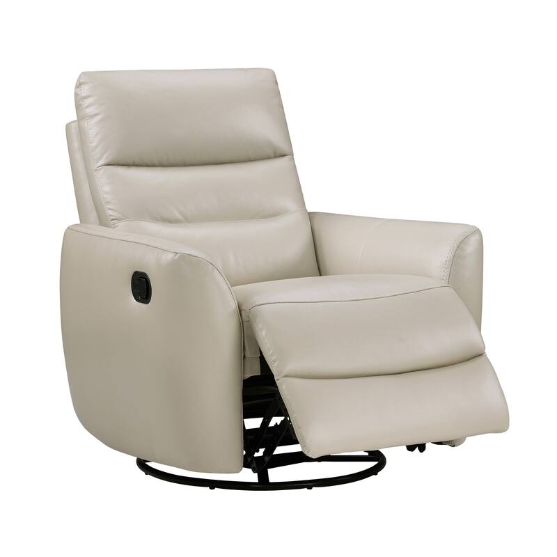 Cillian 35.5" Leather Swivel Glider Recliner - 360-Degree Metal Swivel