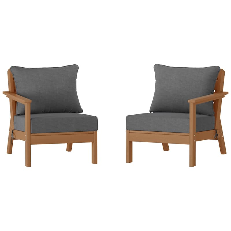 Polytrends Birchwood All Weather HDPE Outdoor Patio Deep Seating Teak Loveseat (2-Piece)