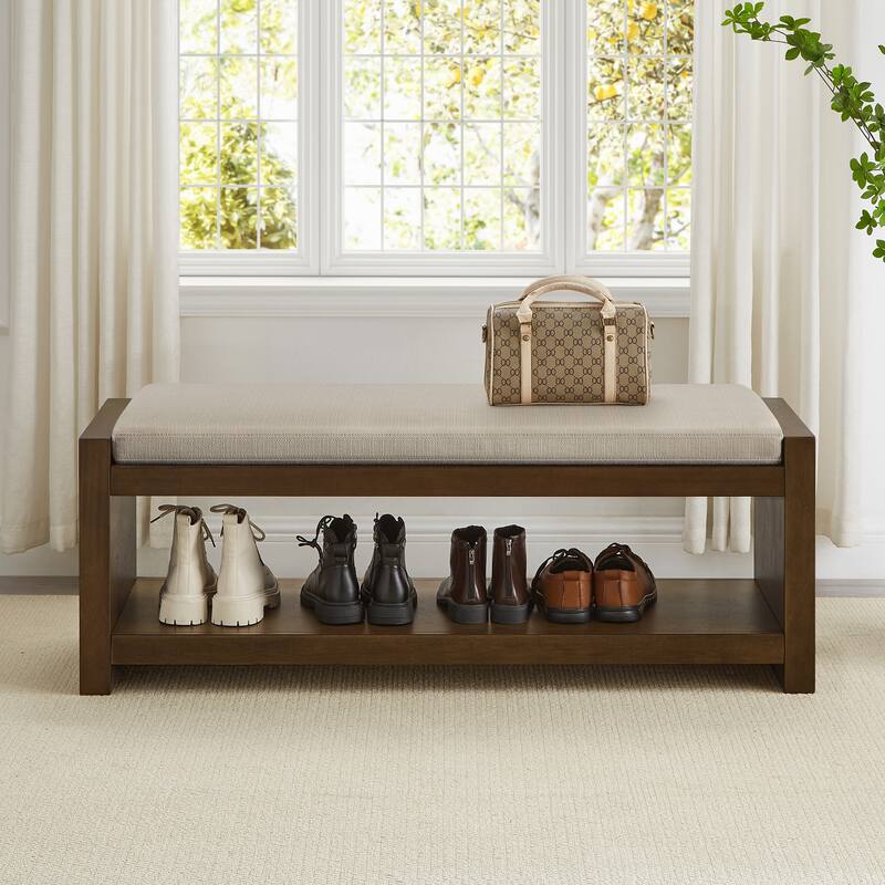 47" Accent Bench with Lower Shelf Shoe Rack