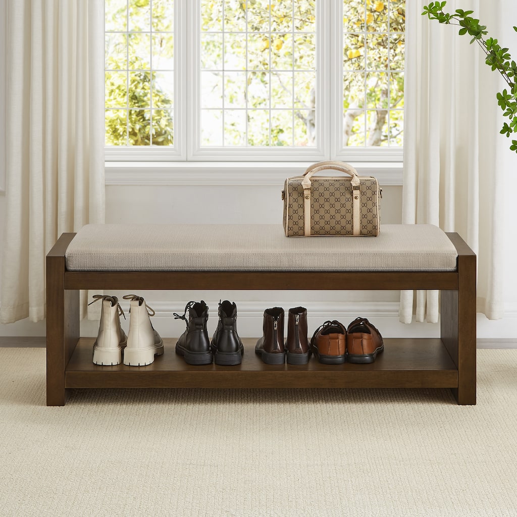 47" Accent Bench with Lower Shelf Shoe Rack