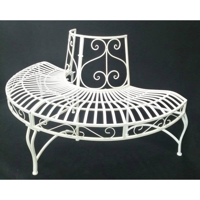 Powder-Coated Aluminum Semi-Circle Outdoor Tree Bench - 27.95 D x 55 W x 31.89 H (inches)