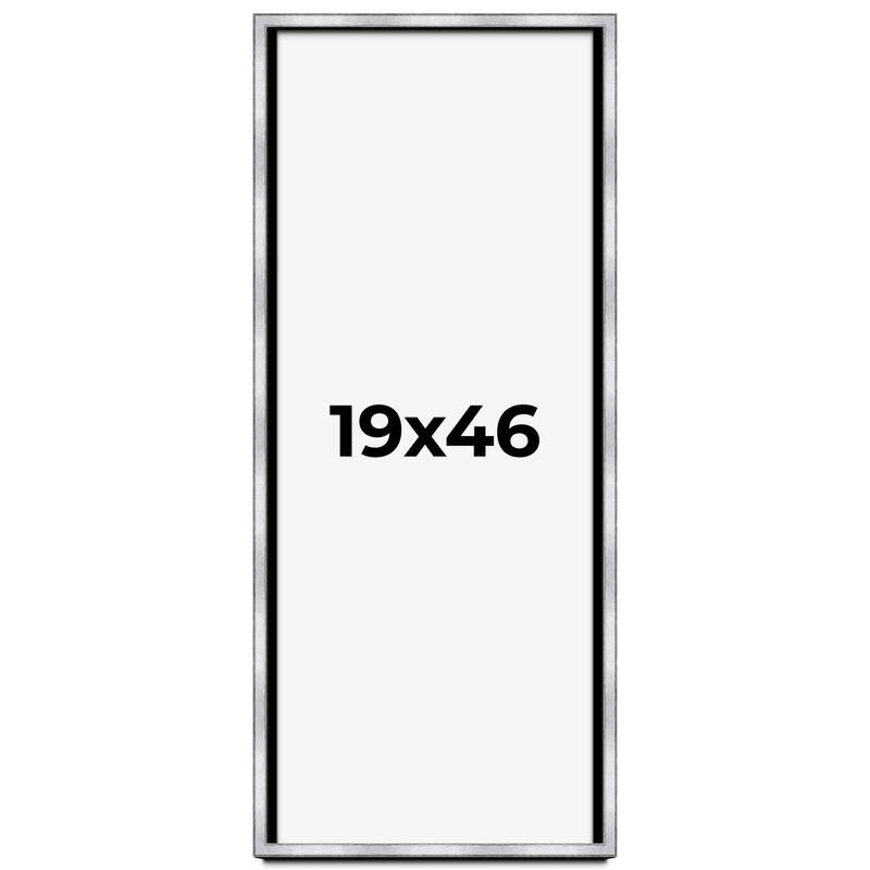 19x46 Shadow Box Frame Silver | 1.375 Inches Deep Real Wood