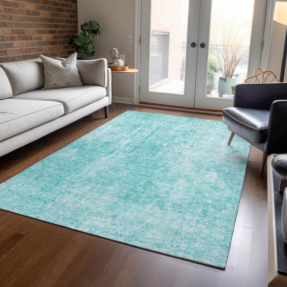 Machine Washable Indoor/ Outdoor Chantille Abstract Solid Rug