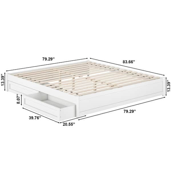 dimension image slide 10 of 20, Barcelona Panel Platform Bed with Storage Drawers