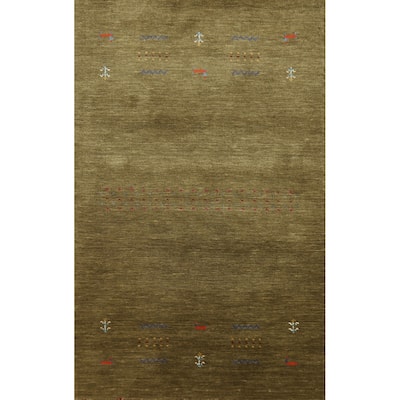 Green Tribal Gabbeh Indian Rug Handmade Oriental Wool Carpet - 3'0" x 4'9"