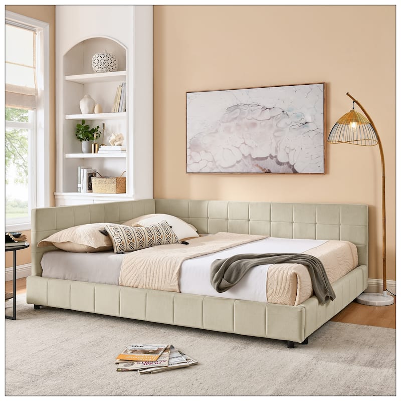 Queen Size Upholstered Tufted Bed Frame for Bedroom