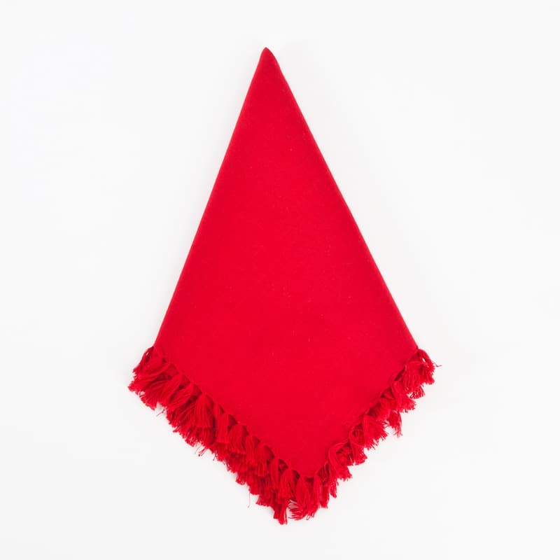 Fringed Design Napkins (set of 4) - Red - Set of 4 - 20"x20"