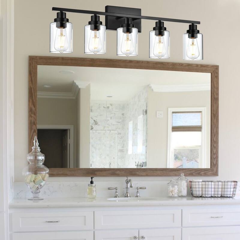 2-Light Modern Bathroom Light Fixtures with Clear Glass Shade