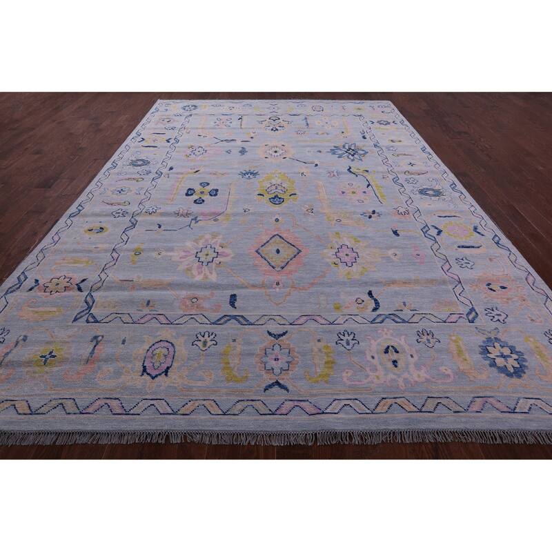 Golden Nile Light Blue Turkish Oushak Hand Knotted Wool Rug - 9' 10" X 13' 11"