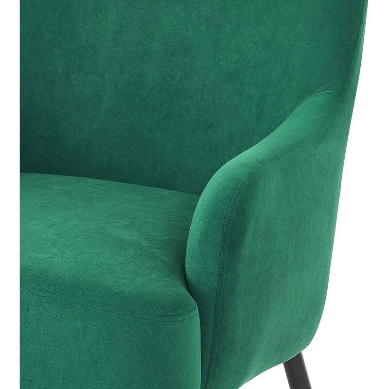 Luxury and Elegance Velvet Armchair Solid and Engineered Wood with Black Metal Legs Dense Foam and Heavy Webbing