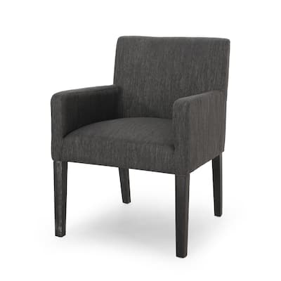 Accent Armchair, Modern Track Arms, Charcoal Gray Textured Fabric