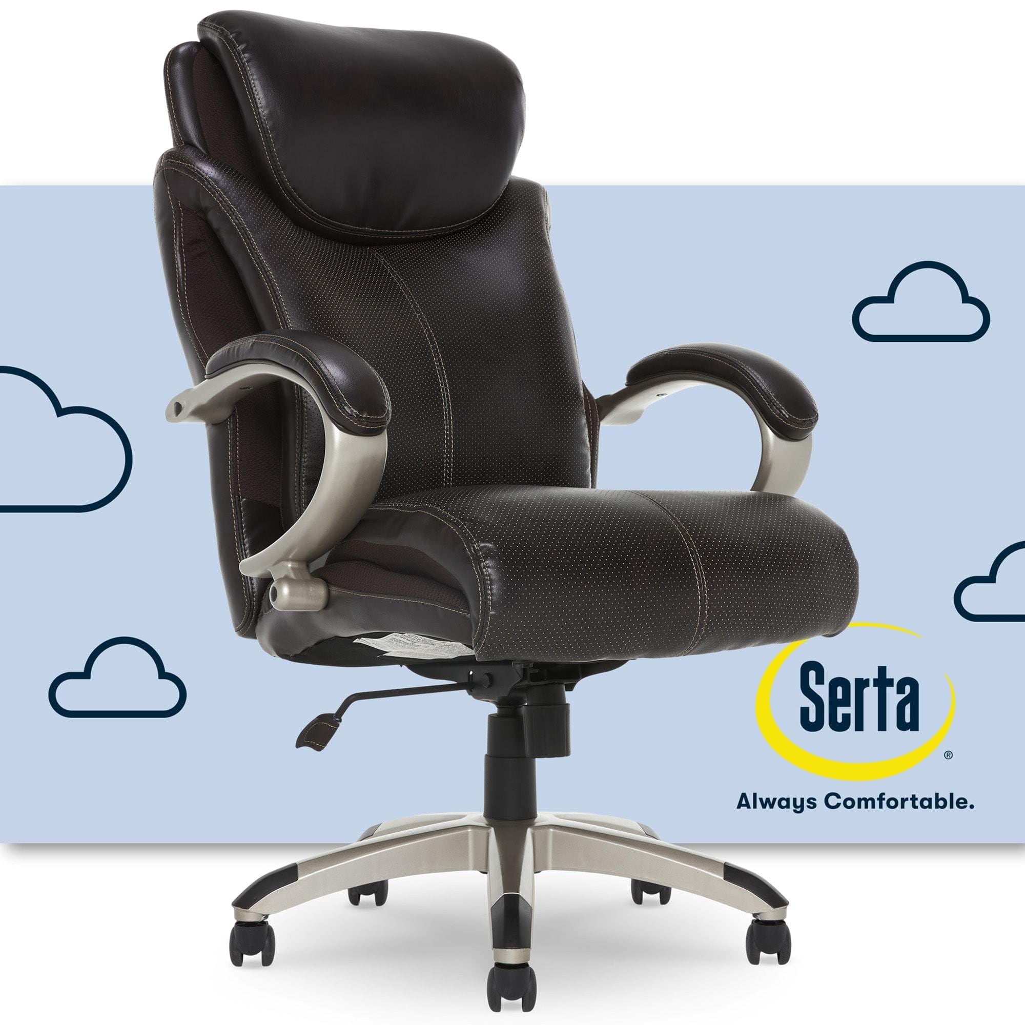 Serta big and tall executive 2025 office chair with wood accents