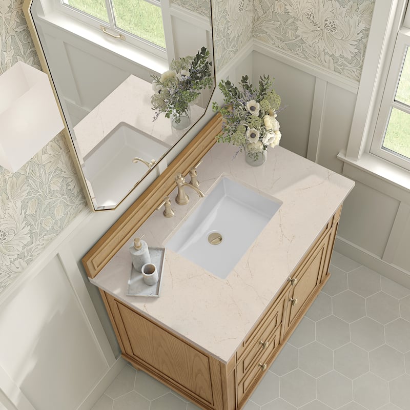 James Martin Vanities Lorelai 36" Single Vanity, Light Natural Oak - Eternal Marfil