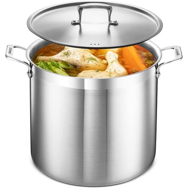 slide 1 of 1, Stockpot - Brushed Stainless Steel - Heavy Duty Induction Pot More than 12