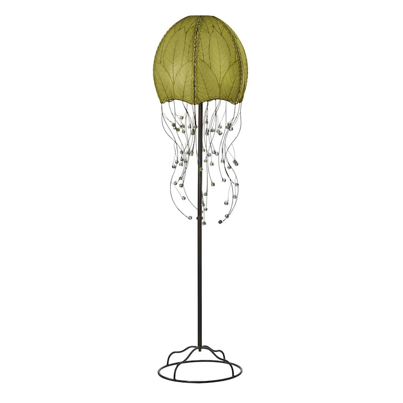 Handmade Jellyfish Large Floor Lamp, Cocoa Leaves Shade, 15 x 15 x 64 in.