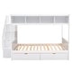 preview thumbnail 21 of 37, Twin Over Full Bunk Bed with Storage Stairs, Solid Wood Bunk Bed Frame with 2 Drawers & Storage Shelves, for Kids Teens Adults