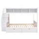 preview thumbnail 7 of 12, Twin over Full Bunk Bed with Storage Staircase, 2-Drawers, and Shelves for Easy Access, Safety Features, White Finish