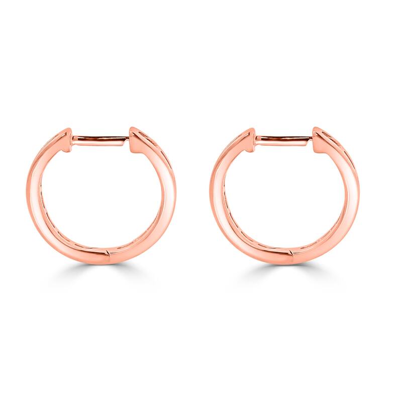Auriya 1/4ctw Ultra-Petite Baguette Diamond Hoop Earrings 10K Gold - 0.57-inch (H-I, I1-I2) - 0.44-inch