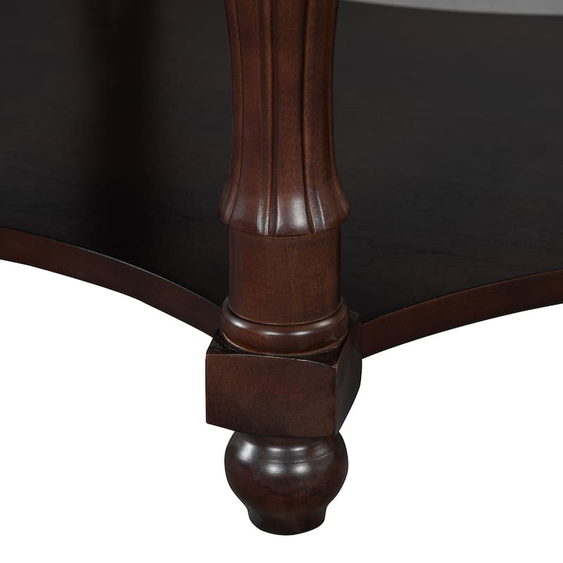 French Country Style Coffee Table Vintage Oval Coffee Table with Drawers and Storage Shelves, for Living Room