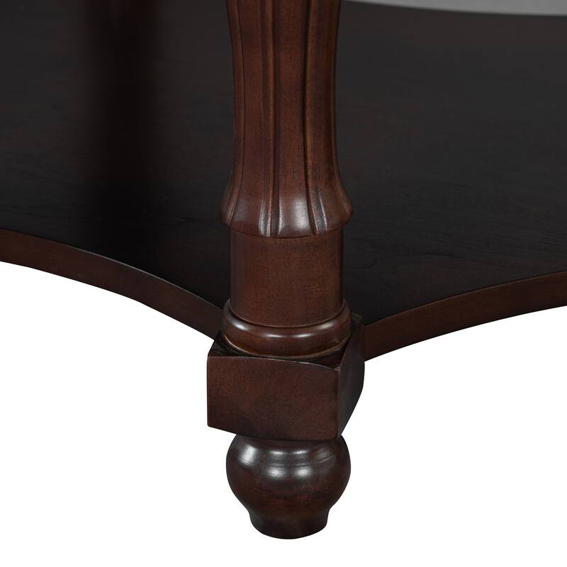 Vintage Oval Coffee Table with Drawer and Storage Shelf, Antique Cocktail Table in 45", Country Accent Table for Living Room