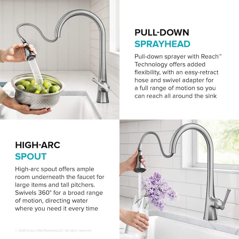 KRAUS Savan 2-Function Single Handle Pull Down Kitchen Faucet