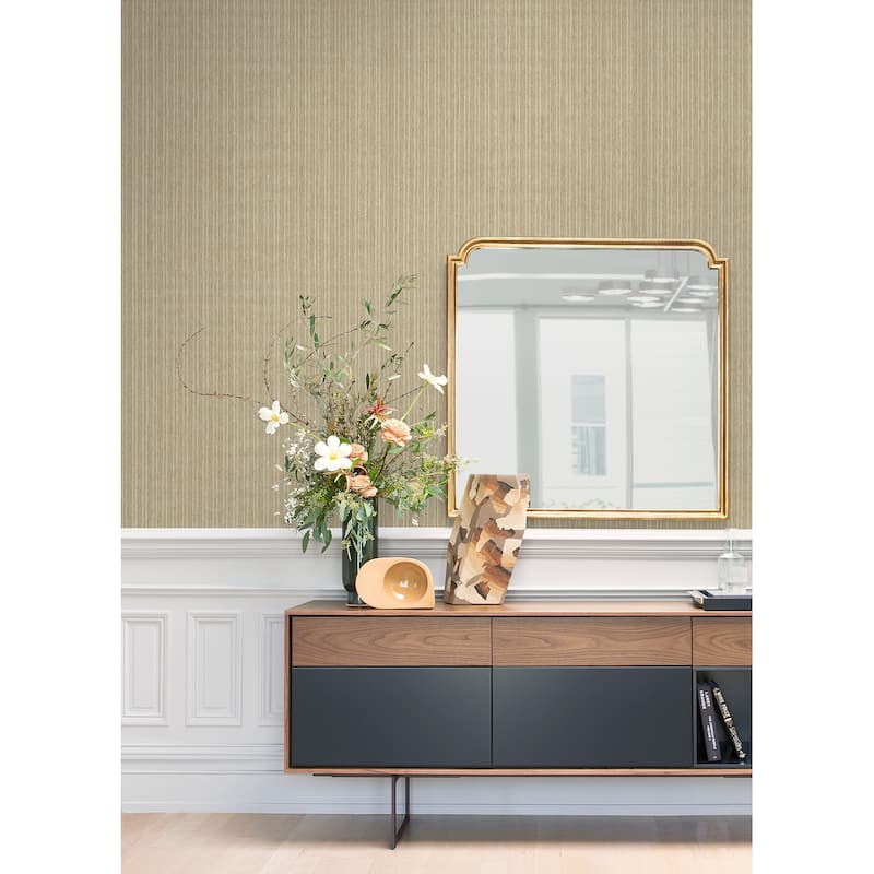 A-Street Prints Liqin Light Brown String Wallpaper