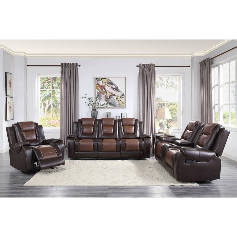 Grete Dark Brown Premium Faux Leather Reclining Sofa