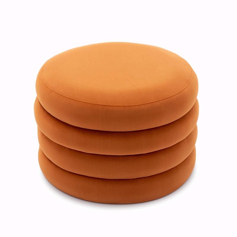Velvet Storage Ottoman Footstool with Wooden Shelving