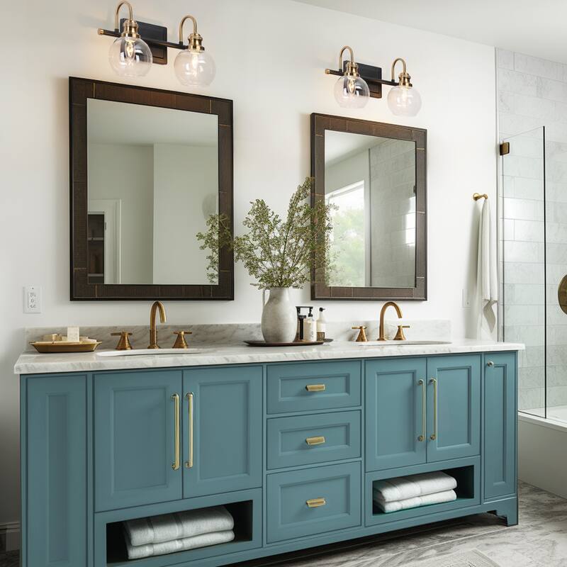 Modern Black Gold Bathroom Vanity Lights Globe Glass Wall Sconce