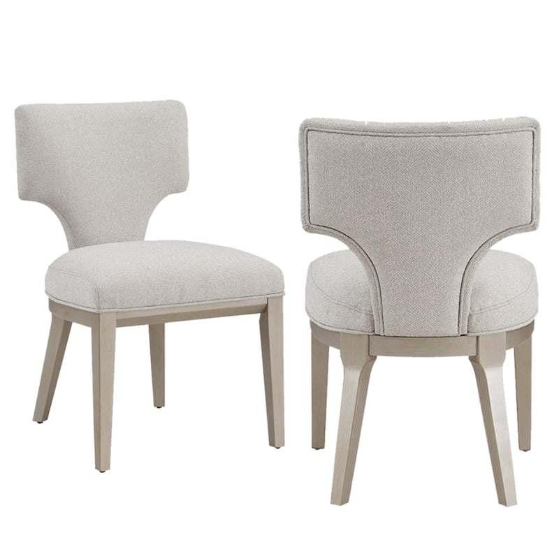Champagne Fabric Upholstered Wood Frame Dining Chair, Set of 2, Sturdy Dining Chair for Dining Rooms - 19
