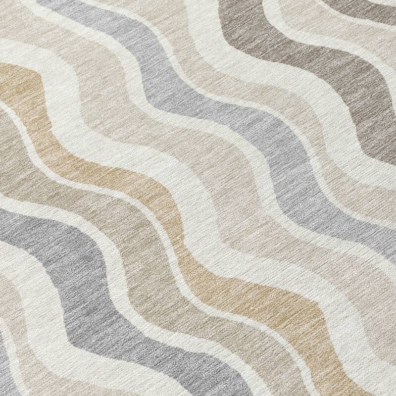 Machine Washable Indoor/ Outdoor Funky Stripe Chantille Rug