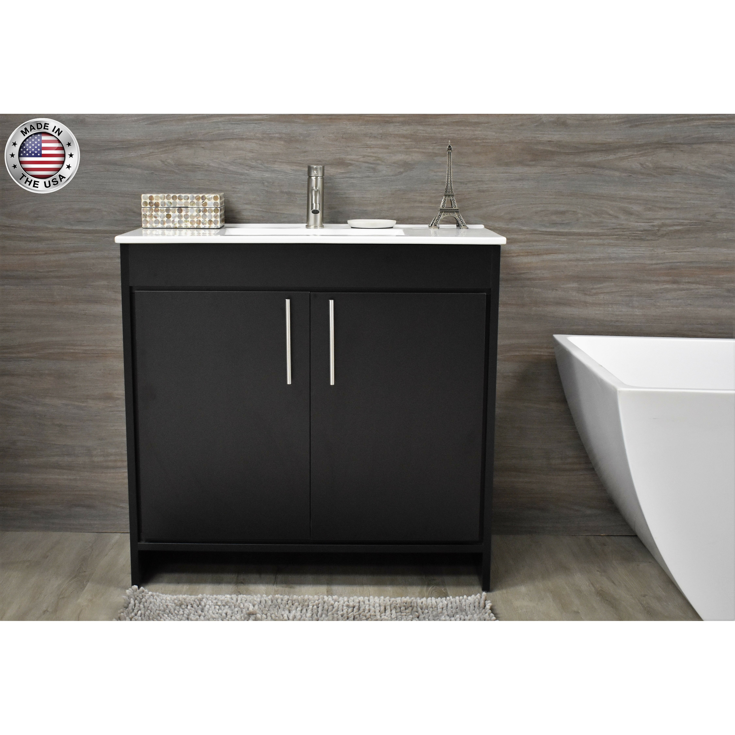 Volpa Usa Villa 30 Inch Black Freestanding Bathroom Vanity Set Overstock 32524603