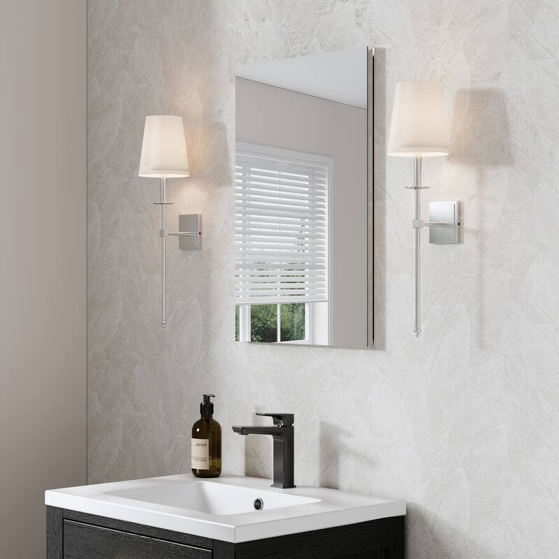 Recessed or Surface Wall Mount Bathroom Medicine Cabinet With Adjustable Glass Shelves
