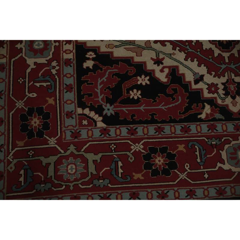 Hand Knotted Oriental 100% Wool Carpet Traditional Geometric Beige & Ivories Sumak Area Rug - 12' 1'' X 9' 1''