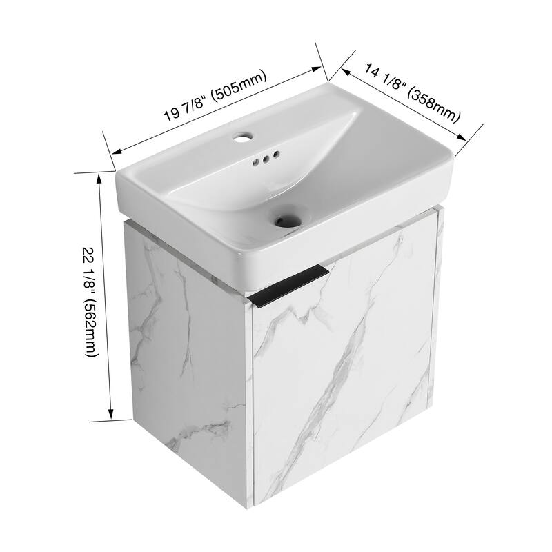 Plywood Wall-Mounted Bathroom Vanity with Integrated Resin Sink